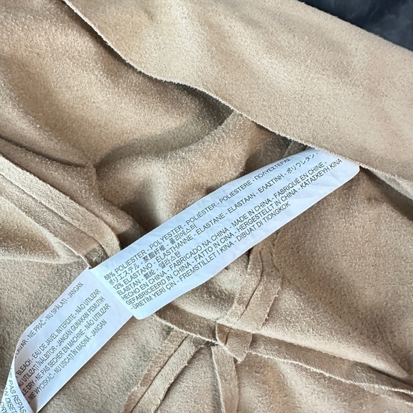 Zara Women’s Tan Faux Suede Fringe Open-Front Cardigan Sz Small - Picture 11 of 11